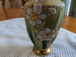 Antique Nippon Coralene Art Nouveau Cabinet Vase Gold Highlights 3