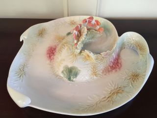 Franz By The Sea Design Porcelain Sculptured Platter With 2 Tea Lites - Bnib