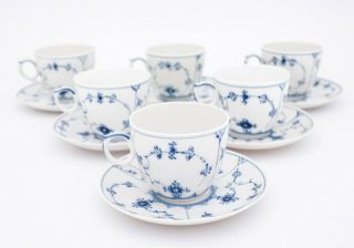 6 Large Teacups & Saucers 78 - Blue Fluted Royal Copenhagen - Half Lace 3