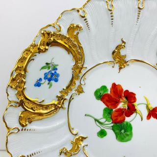 Meissen B Form Floral and White Cabinet Plate/ Bowl Gold Gilt Scalloped Edges 3