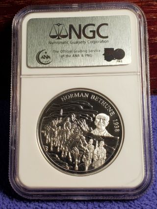 1998 Canada $5 Norman Bethune 1 Ounce.  999 Silver Coin Ngc Proof 69 Ult Cameo