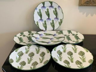 A.  Raynaud Limoges Porcelain Jardins De Villandry Set Of 6 Salad Plates