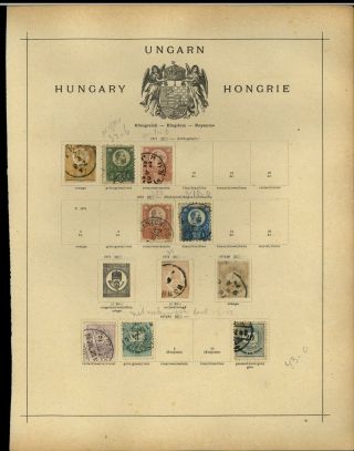 Hungary 1871 - 1881 Album Page Of Stamps V13993