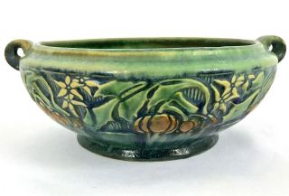 Roseville Pottery 8 1/2 " Green Baneda 232 - 6 Handled Bowl Circa 1933
