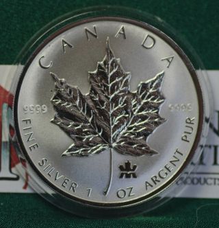2004 Canada $5 Privy Mark Silver Maple Leaf 1 Oz Reverse Proof 99.  99 Silver