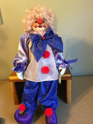 Large Vintage Porcelain Clown Doll With Stand Kingstate Dollcrafter " Jack "