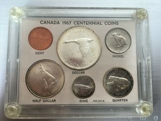 1867 - 1967 Canada Centennial Coin Set - With Case 1 Dollar.  800 Fine Silver