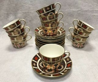 Set Of 5 Imari Royal Crown Derby Cups And 5.  75” Saucers 1128