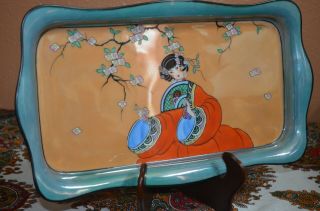 Gorgeous Noritake & Rare Art Deco Luster Tray 12 1/2 " By 7 1/4 " Mark 27