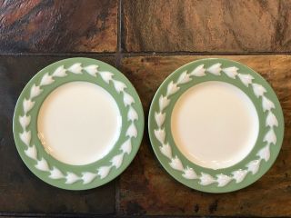 2 Rare Lenox Beltane Green Bread Plates 6 - 1/4”