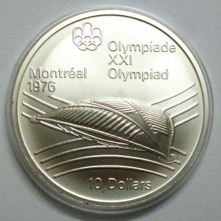 Canada 10 Dollars 1976 Silver Coin Unc Olympic Velodrom Montreal Olympics 1976