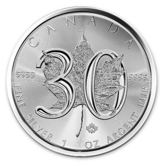 2018 $5 Canada 1 Oz Silver Maple Leaf 30th Anniversary Coin
