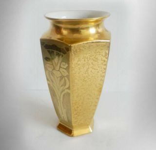 Bernardaud And Co Limoges Vase With Full Gold Design