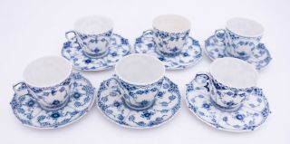 6 Cups & Saucers 1035 - Blue Fluted - Royal Copenhagen - Full Lace 3