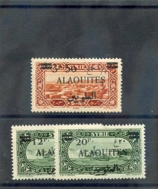 Alaouites Sc 38,  41 - 2 (yt 35,  39 - 40) F - Vf Lh 1926 3p50/0p75,  12p/1p25,  20p/1p25 $16
