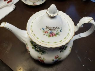 Vintage Royal Albert Bone China Flowers Of The Month Large Teapot