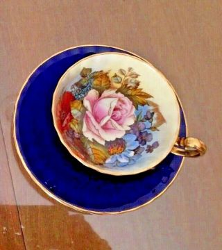 RARE,  AYNSLEY BONE CHINA,  HAND PAINTED,  TEACUP & SAUCER,  SIGNED BY J.  A.  BAILEY, 3