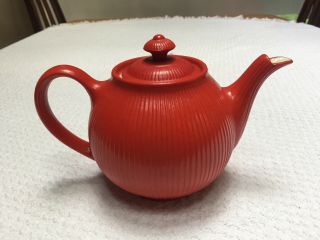 Vintage Hall Red Ribbed Globe Teapot Flawless