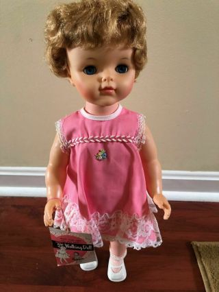 Vintage Eegee Walking Doll With Her Tag & Clothes