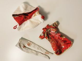 Blythe 1/6 Doll Clothes - Chinese Year Cheongsam Dress Hood Outfit Set