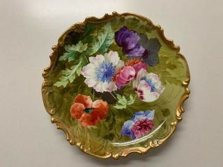 Limoges Coronet Floral Charger Signed Luca 13.  25 Inches