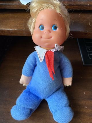 Mattel 1974 Baby Bare Bottom Beans Vintage Blue Boy Doll 12 "