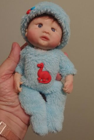 Ooak Polymer Clay Baby Doll.  Dino