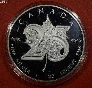 2013 Canada Maple Leaf 25th Anniversary 1 Oz.  Silver $5 " Proof "