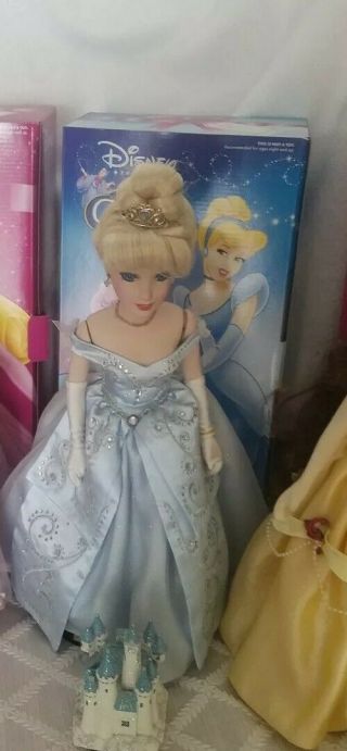 Disney Princess Brass Key Porcelain Cinderella Doll And Castle