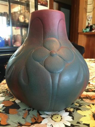 Rare Large Vintage 9” Van Briggle Art Pottery Floral Mulberry Flower Vase