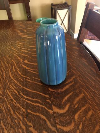 California Faience Rare Ribbed Vase