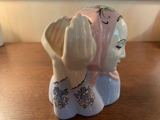 Catalina Pottery Peasant Girl Head Vase Hand Decorated Early 1930 - 40’s 3