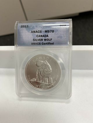 2011 Canada 1 oz Silver $5 Coin Wildlife Series - Silver Wolf ANACS MS70 3