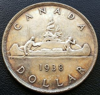 1938 Canada Silver $1 Dollar Key Date 80 Silver Coin