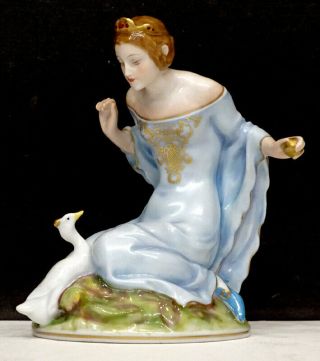 Vintage Rosenthal Porcelain Princess & Golden Goose Egg Figurine By Liebermann