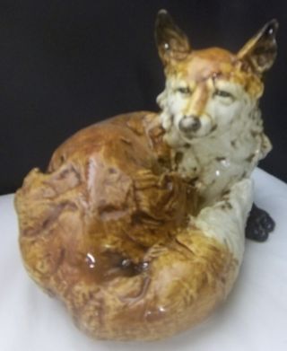 Italian Porcelain Hand Painted Fox Lying Down
