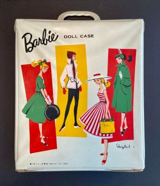 Vintage Barbie Ponytail Wardrobe Carrying Case 1961 Off White (beige)