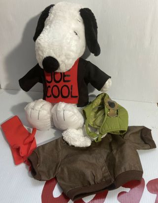 Build A Bear Snoopy Peanuts Movie 17” Plush Joe Cool Shirt Aviator Jacket