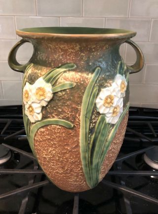 Huge Vintage Roseville Jonquil Floor Vase 531 12 1/4 " With Label