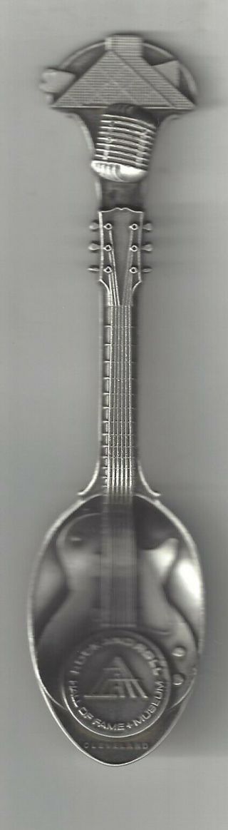 2011 Cleveland Ohio Rock And Roll Hall Of Fame Guitar Microphone Pewter Spoon