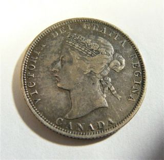 1872 H Canada 25 Cents Silver Coin Sb1