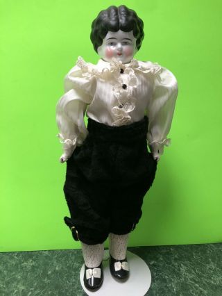 Lovely Hertwig Marion 15” China Head Boy Doll Leather Body Bisque Hands Germany