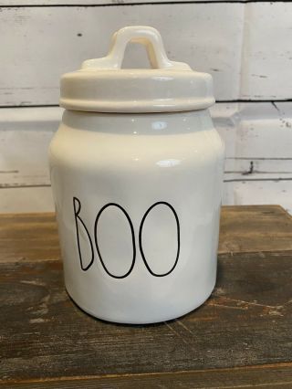 Vintage Rae Dunn White Boo Canister (happy Halloween,  Boo,  Trick Or Treat)