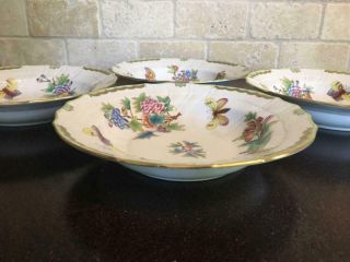 Set Of Four Larger Rimmed Soup Bowls 1501 Herend Queen Victoria China Vbo
