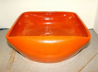 Vintage Bauer Matt Carlton Orange Red 12 " Square Planter Bowl