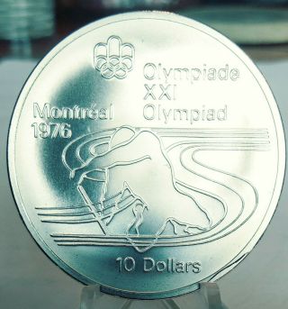1975 - 1976 Canada Montreal Olympic Silver $10 Paddling Bu Coin 1.  4453 Oz