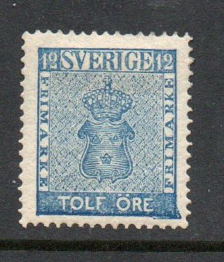 Sweden 1858.  12 öre.  Sc 8 Mlh.  Very Fine.