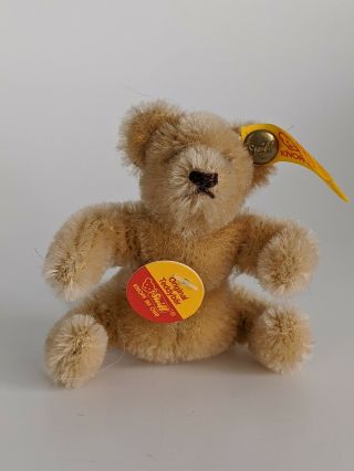Steiff Mini Bear Tan - 3 " Tall 0201/11 All Tags Button Flexible