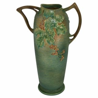 Roseville Pottery Bushberry Green Vase 40 - 15