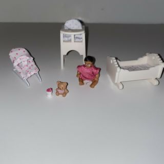 Lundby Smaland 1:18 Highchair Crib Chair Set Dolls House Nursery Baby Furniture